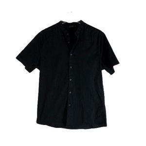 ASOS Mens Button Front Collarless Shirt Black M